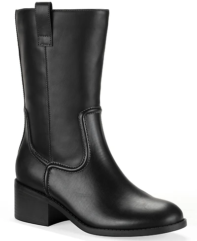 Style & Co Women's Inezz Mid Shaft Faux-Leather Boots, Macy's Exclusive