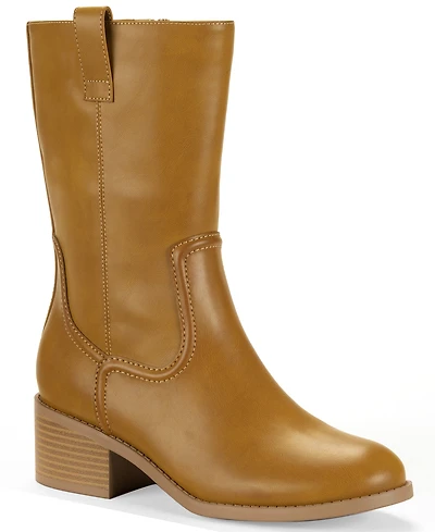 Style & Co Women's Inezz Mid Shaft Faux-Leather Boots, Macy's Exclusive