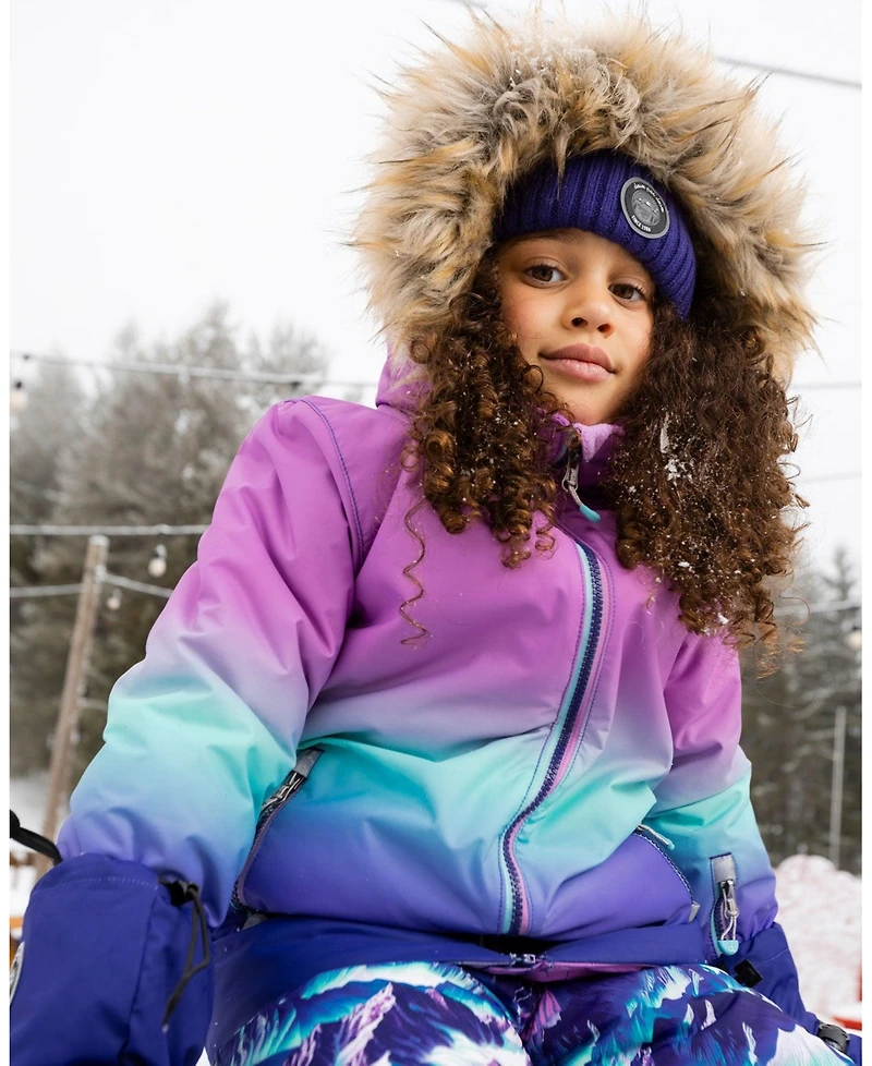 Deux par Girl Two-Piece Play Snowsuit Purple Mountain Print