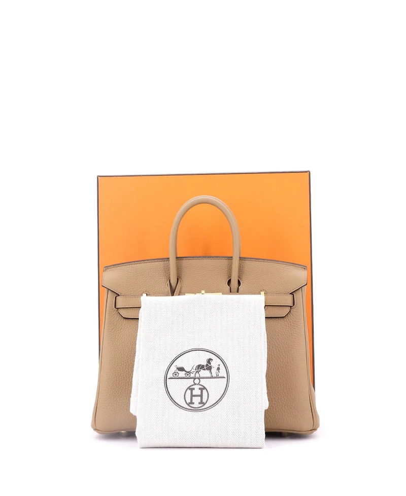 Pre-Owned Hermes Birkin 25 Handbag Brown Togo with Gold Hardware