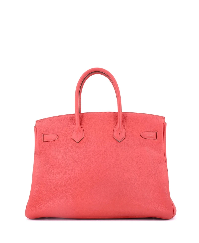 Pre-Owned Hermes Birkin 35 Handbag Pink Clemence with Palladium Hardware