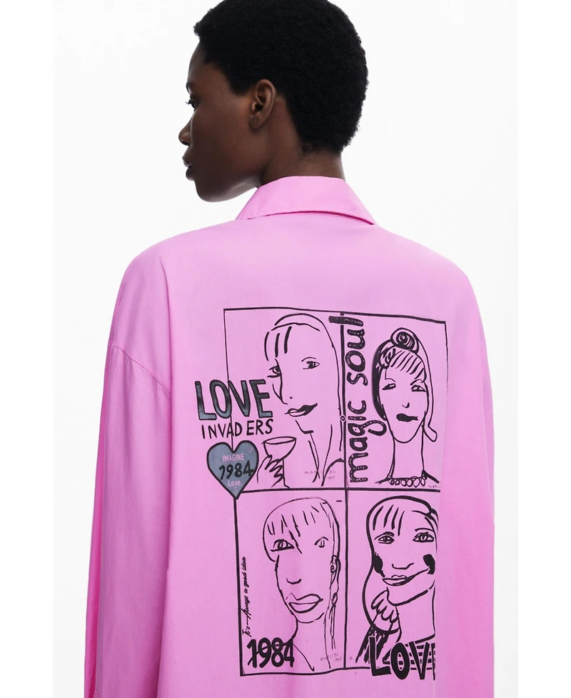 Desigual Women's Oversized comic strip shirt