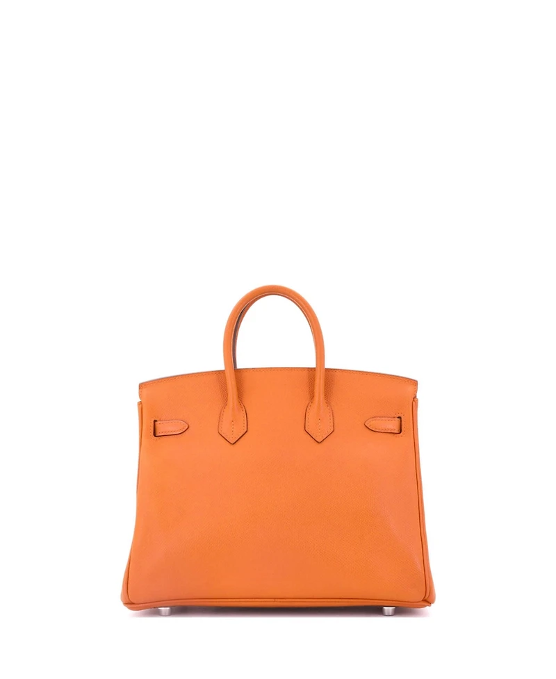 Pre-Owned Hermes Birkin 25 Handbag Orange Epsom with Palladium Hardware