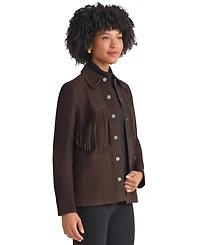 Jones New York Women's Fringe Patch Long Sleeve Jacket