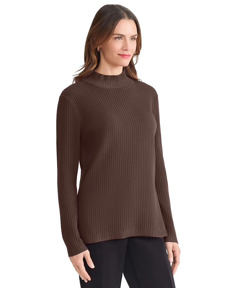 Jones New York Women's Sutton Ribbed Mock-Neck Long-Sleeve Sweater