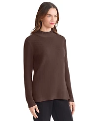 Jones New York Women's Sutton Ribbed Mock-Neck Long-Sleeve Sweater