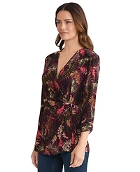 Jones New York Women's Long Sleeve D-Ring Closure Wrap Top
