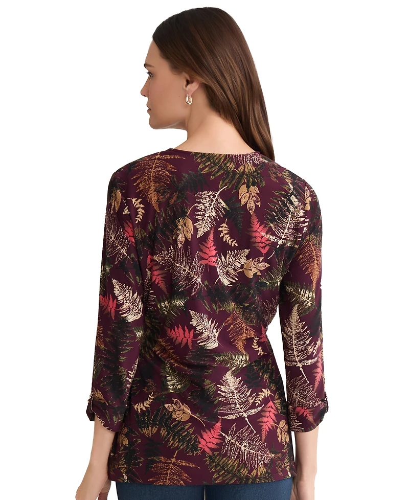 Jones New York Women's Long Sleeve D-Ring Closure Wrap Top