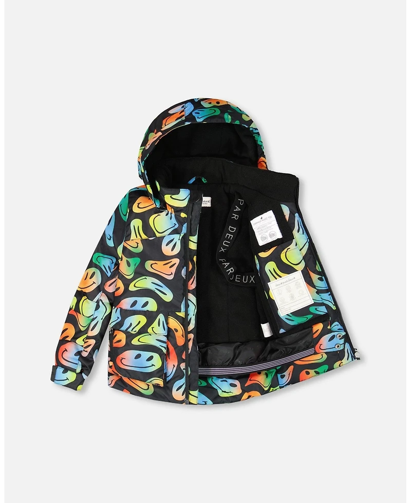 Deux par Boy Two-Piece Play Snowsuit with Allover Print Jacket Smiley Face - Child