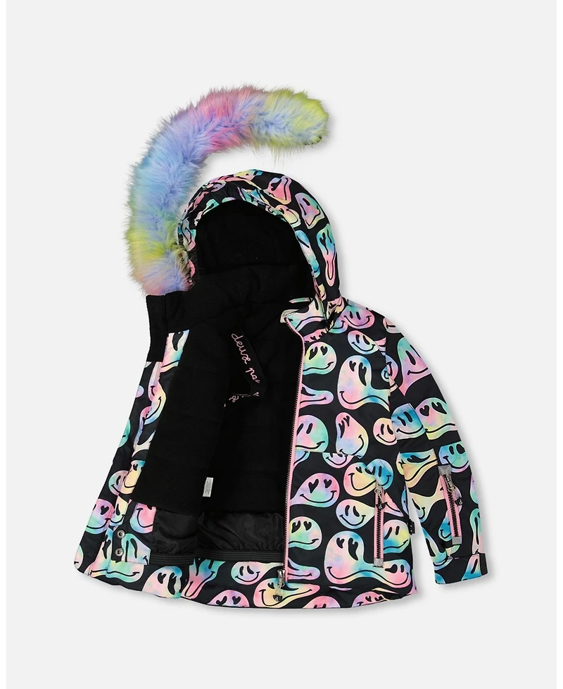 Deux par Girl Two-Piece Play Snowsuit with Printed Jacket Pink - Toddler|Child