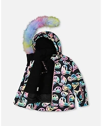 Deux par Girl Two-Piece Play Snowsuit with Printed Jacket Pink - Toddler|Child