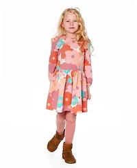 Deux par Deux Toddler Girls Cotton Dress with Coral Flowers - Toddler|Child