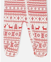 Deux par Baby Unisex Cotton One-Piece Pajamas Red and White Fairisle