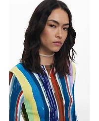 Desigual Women's Ribbed dress with colored stripes