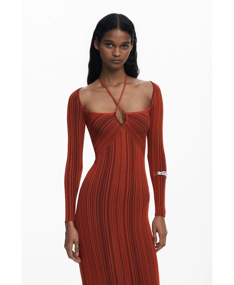 Desigual Women's Fitted dress with a crossover neckline