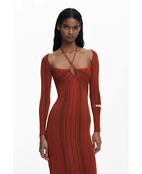 Desigual Women's Fitted dress with a crossover neckline