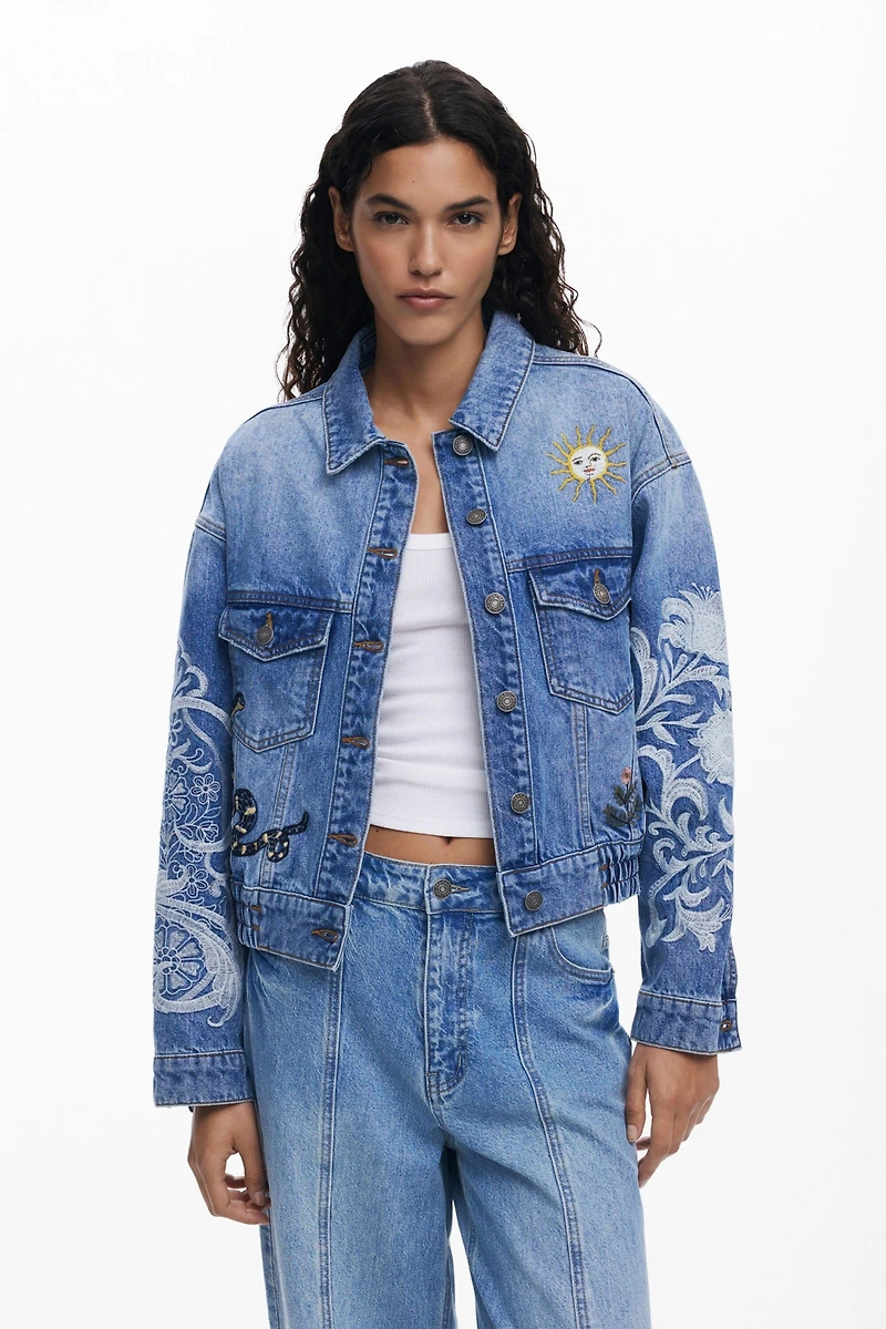 Desigual Women's Denim jacket with oriental embroidery