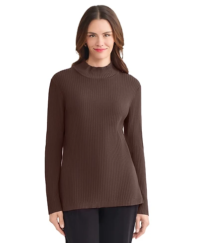 Jones New York Women's Sutton Ribbed Mock-Neck Long-Sleeve Sweater