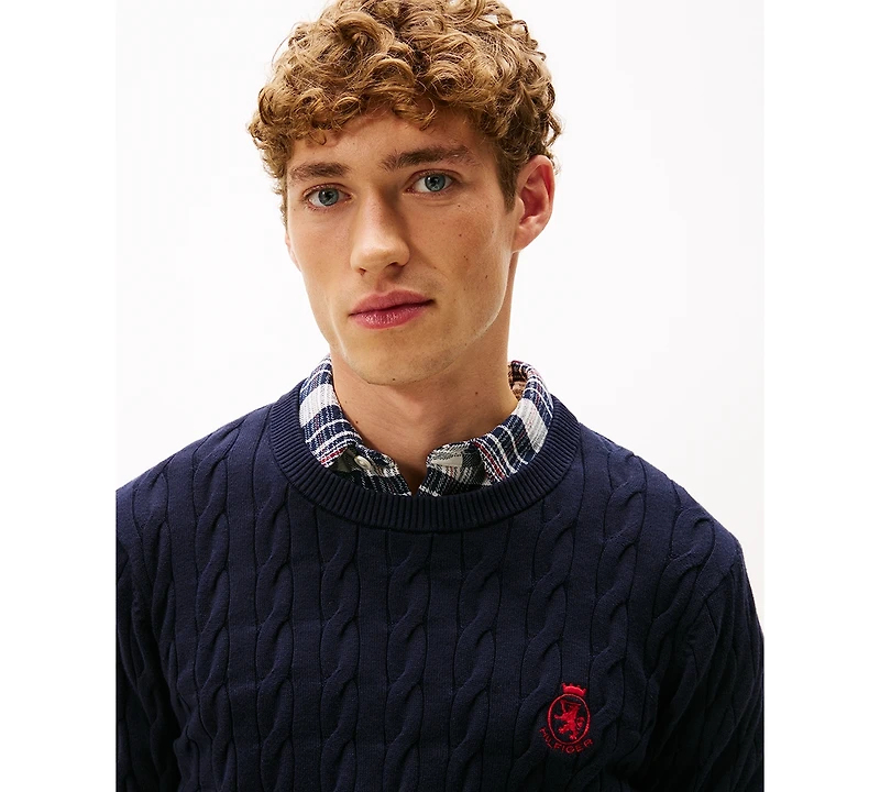 Tommy Hilfiger Men's Classic Cable Crest Crewneck Sweater