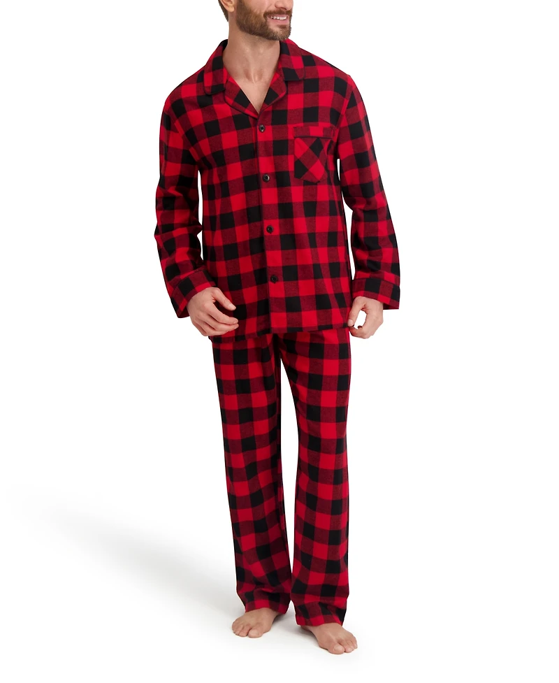 Hanes Men's Flannel Button Down Pajama Sleep Set
