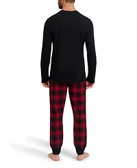 Hanes Men's Long Sleeve Crew Flannel Sleep Set