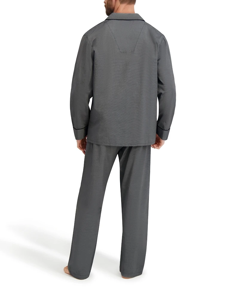 Hanes Men's Woven Button Down Pajama Sleep Set
