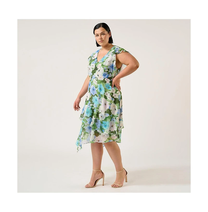 Estelle Aqua Floral Midi Dress