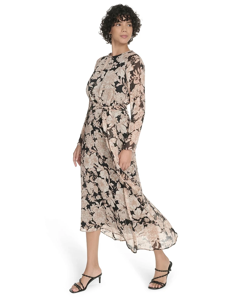 Tommy Hilfiger Women's Long Sleeve Tie Waist Dress
