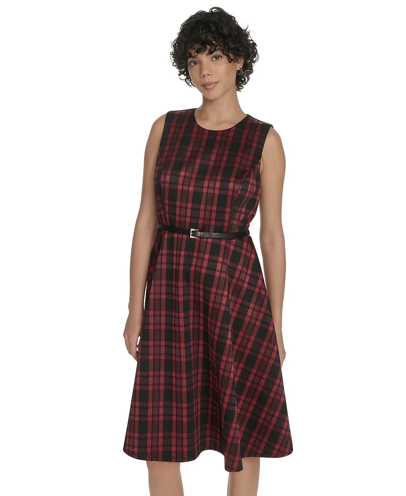 Tommy Hilfiger Women's Sleeveless Plaid Pattern Dress