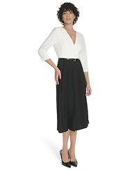 Tommy Hilfiger Women's 3/4-Sleeve V-Neck Midi Dress