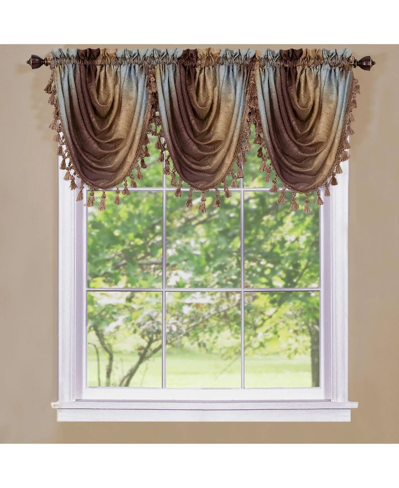 GoodGram Ombre Crushed Satin Sheer Single Window Curtains & Valances - 46 in. W x 42 L Valance, Autumn