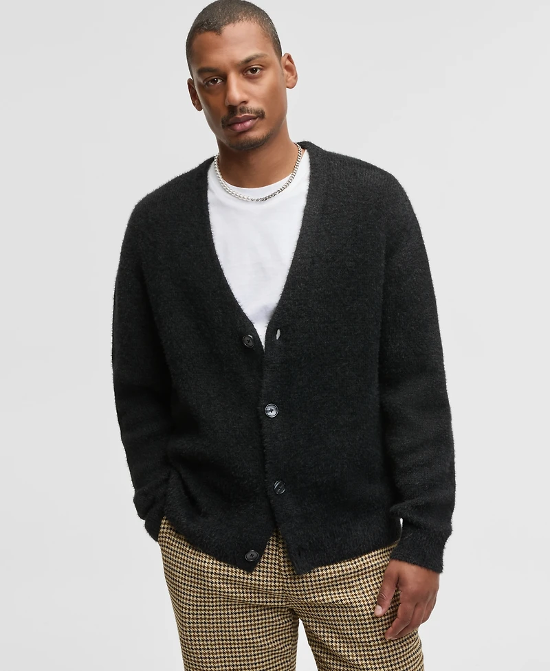 Mode of One Men's Boxy-Fit Eyelash Cardigan, Macy's Exclusive