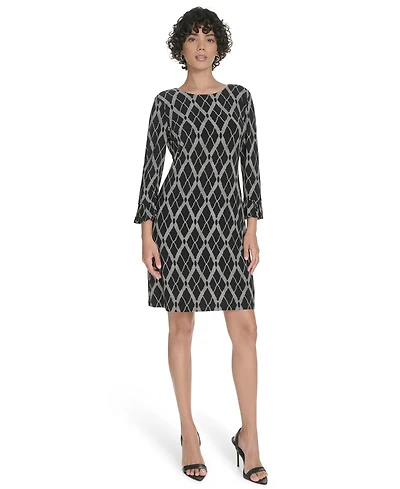 Tommy Hilfiger Petite 3/4-Sleeve Crewneck Jersey Shift Dress