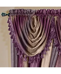 GoodGram Ombre Crushed Satin Sheer Single Window Curtains & Valances - 46 in. W x 42 L Valance, Autumn