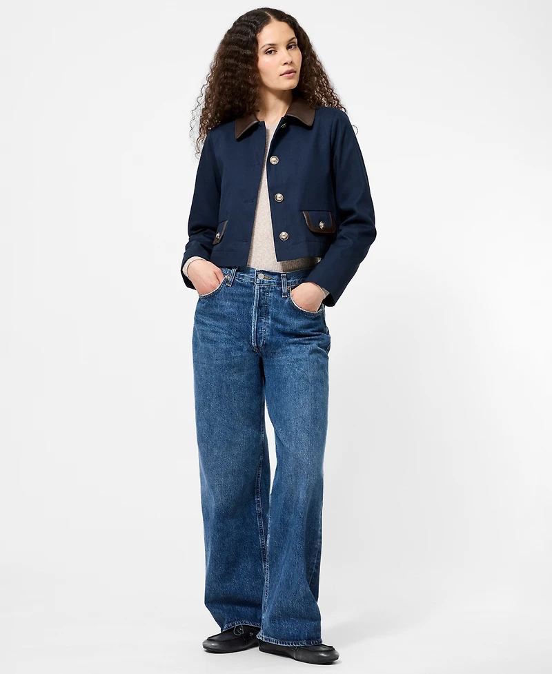 French Connection Women's Contrast Trim Two Pocket Cropped Jacket