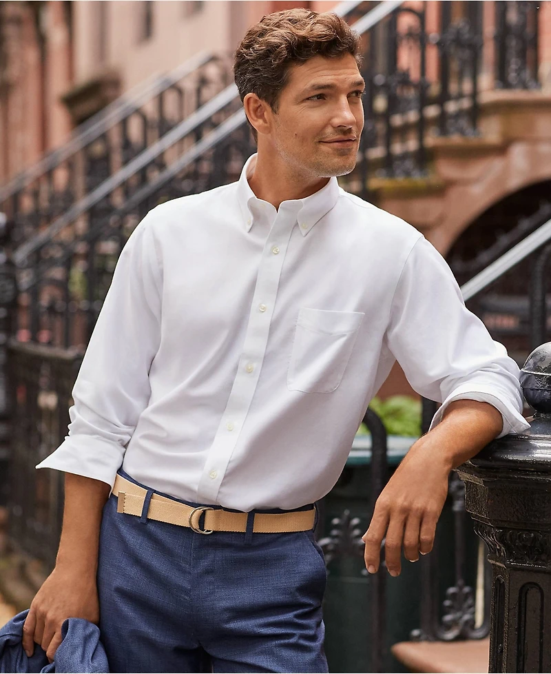 Lands' End Big & Tall Traditional Fit Solid No Iron Supima Oxford Dress Shirt