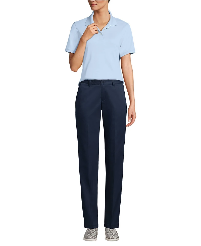 Lands' End Women's School Uniform Short Sleeve Interlock Polo Shirt