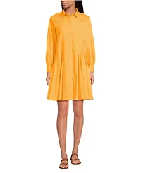 Lands' End Women's Embroidered Poplin Button Front Dress with Godets