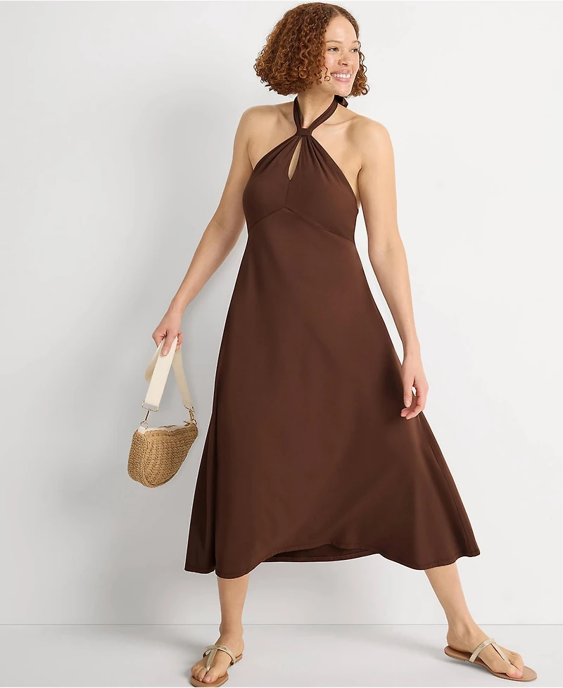 Lands' End Women's Cotton Modal Halter Midi Dress