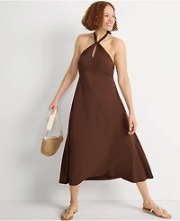 Lands' End Women's Cotton Modal Halter Midi Dress