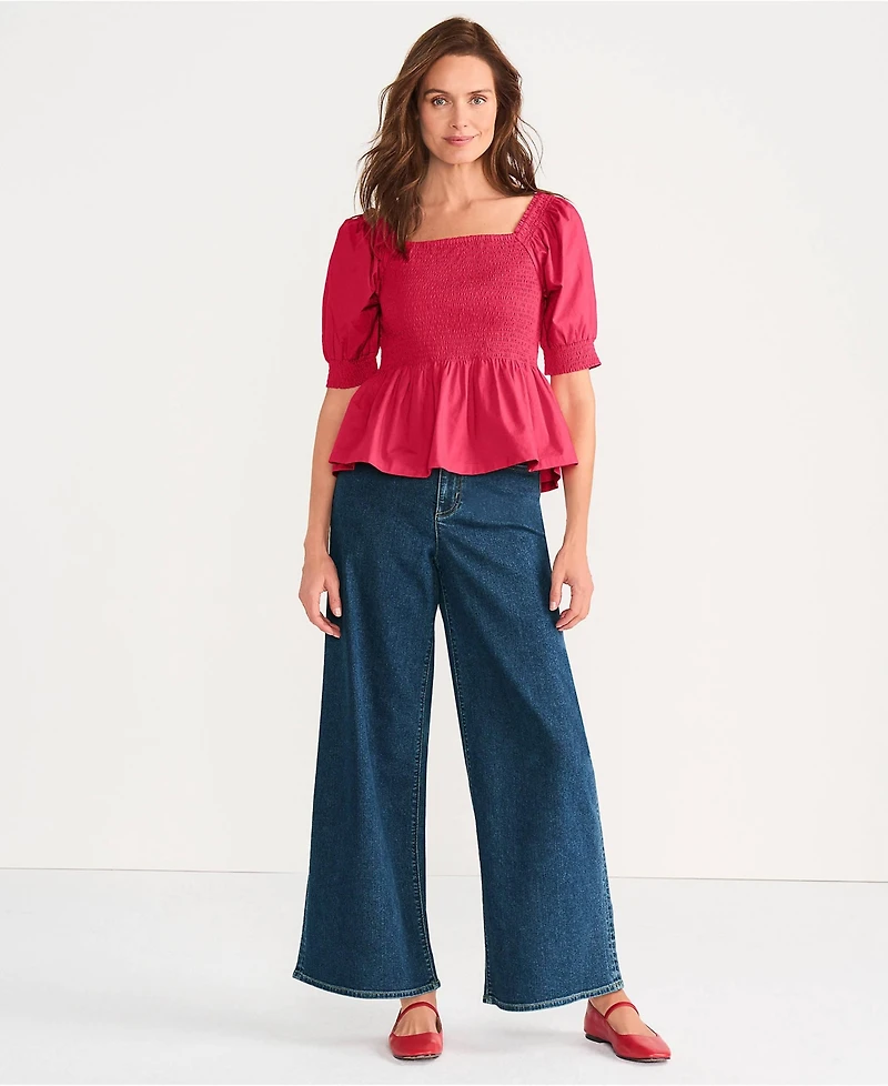 Lands' End Women's Tall Recover Denim High Rise Extra Wide Leg Jeans