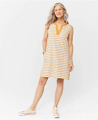 Lands' End Women's Cotton Jersey Notch Neck Dress