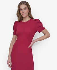 Dkny Women's Puff-sleeve Sheath Knee-length Dress