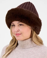 I.n.c. International Concepts Faux Fur Trim Knit Hat, Macy's Exclusive