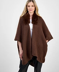 I.n.c. International Concepts Faux Fur Trim Luxe Ruana Topper, Macy's Exclusive