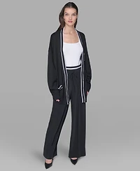Karl Lagerfeld Paris Women's Patch Button Front Cardigan Sweater