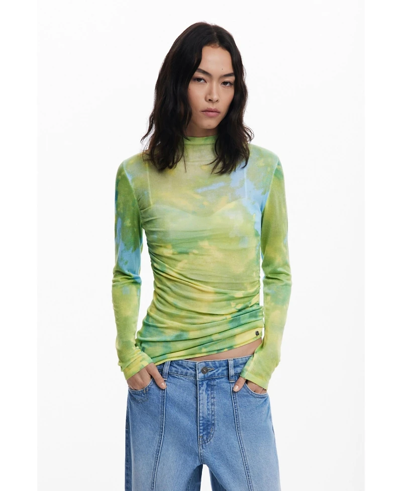 Desigual Women's Watercolor draped fine sweater