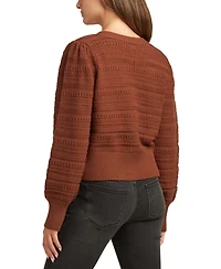 Bcx Juniors V-Neck Bow-Trim Long-Sleeve Cardigan