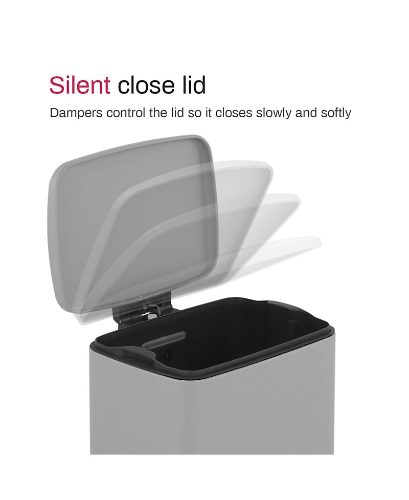 Mega Casa Gal./ Liter Rectangular Stainless-Steel-Made Matt Step-on Trash Can for kitchen