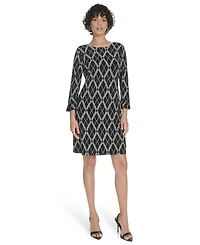 Tommy Hilfiger Women's Pleat Cuff Lacross Argyl Dress